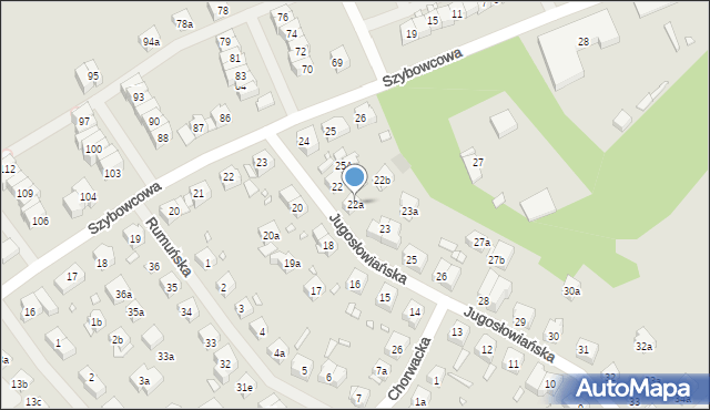 Szczecin, Jugosłowiańska, 22a, mapa Szczecina