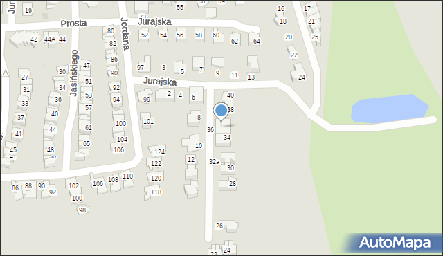 Tychy, Jurajska, 40a, mapa Tych&oacute;w