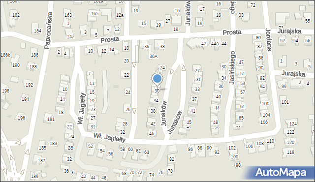 Tychy, Junaków, 30, mapa Tychów