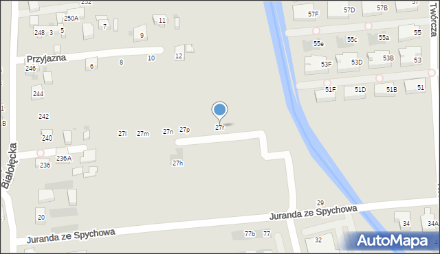 Warszawa, Juranda ze Spychowa, 27r, mapa Warszawy