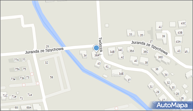 Warszawa, Juranda ze Spychowa, 34A, mapa Warszawy