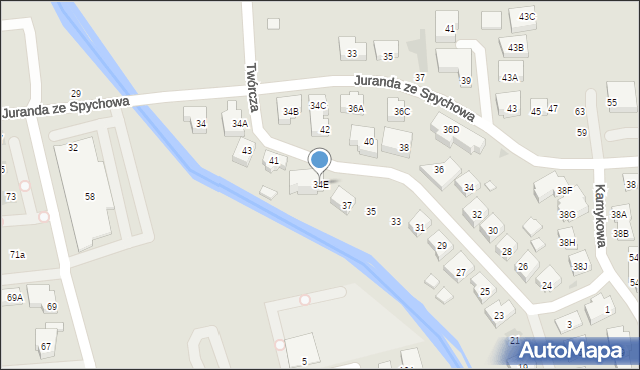 Warszawa, Juranda ze Spychowa, 34E, mapa Warszawy