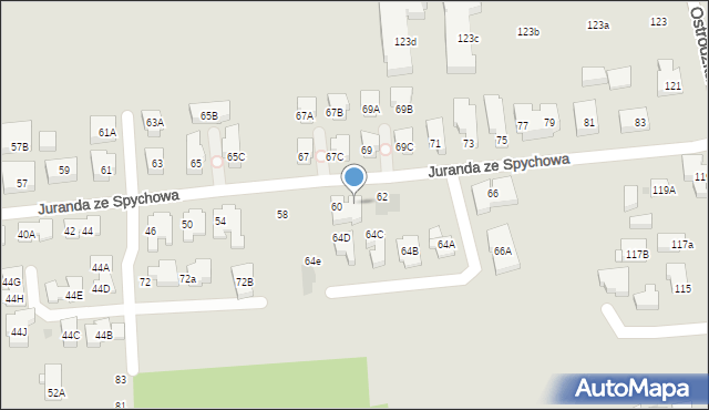 Warszawa, Juranda ze Spychowa, 60A, mapa Warszawy