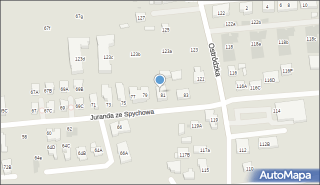 Warszawa, Juranda ze Spychowa, 81A, mapa Warszawy