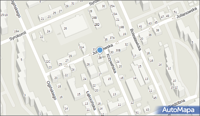 Warszawa, Julianowska, 28, mapa Warszawy