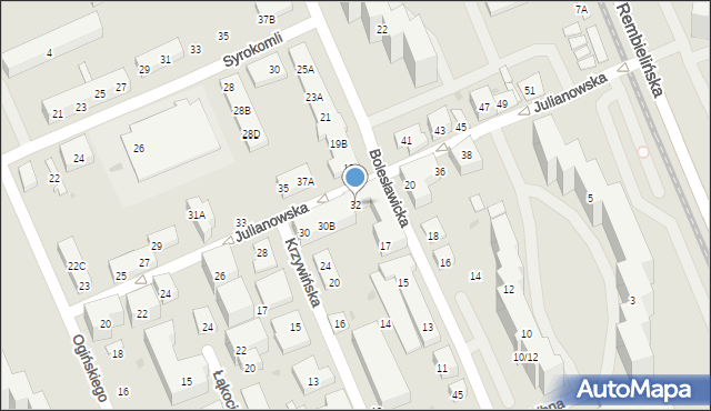Warszawa, Julianowska, 32, mapa Warszawy