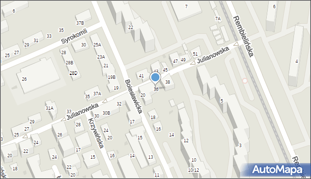 Warszawa, Julianowska, 36, mapa Warszawy