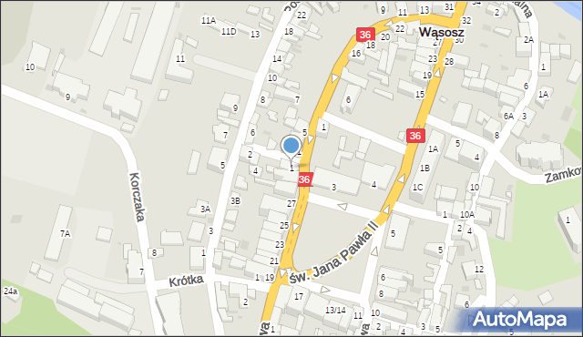 Wąsosz, Junaków, 1, mapa Wąsosz