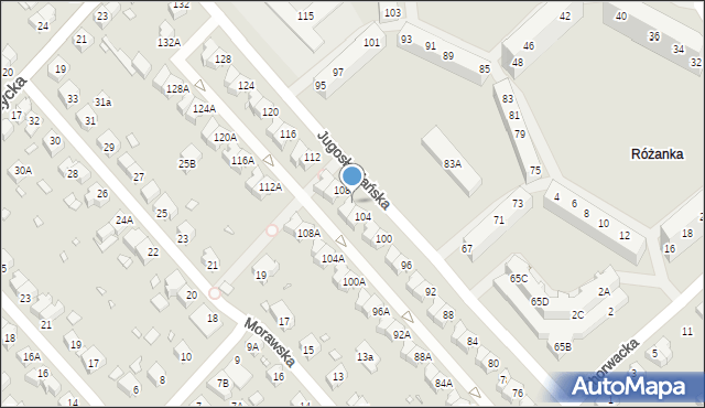 Wrocław, Jugosłowiańska, 106, mapa Wrocławia