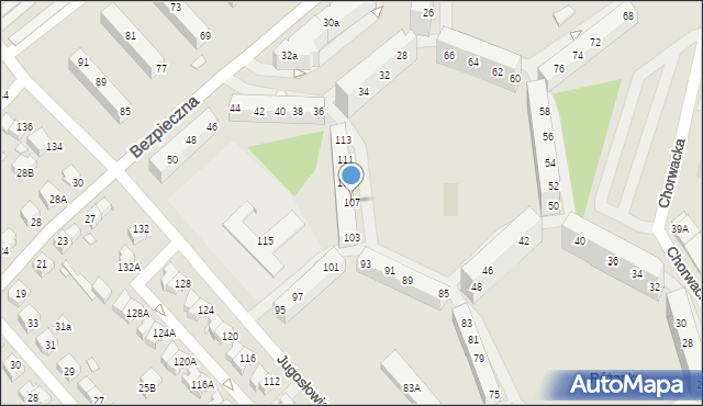 Wrocław, Jugosłowiańska, 107, mapa Wrocławia