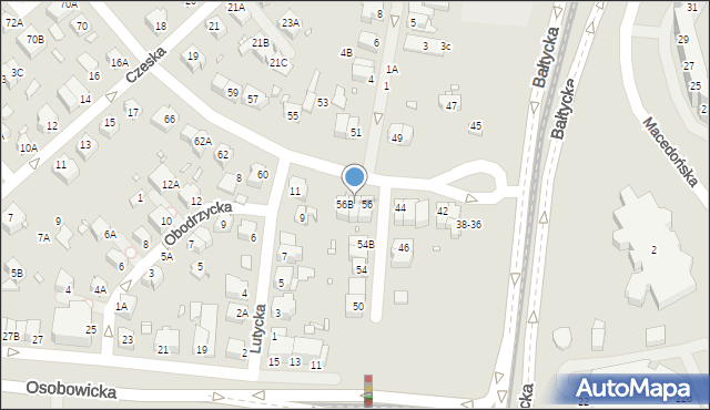 Wrocław, Jugosłowiańska, 56A, mapa Wrocławia