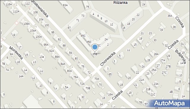Wrocław, Jugosłowiańska, 65B, mapa Wrocławia