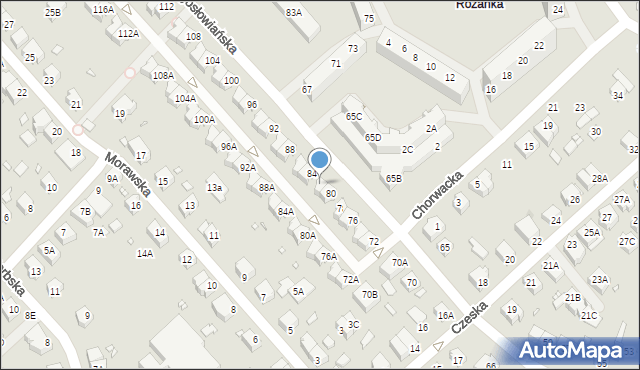 Wrocław, Jugosłowiańska, 82, mapa Wrocławia