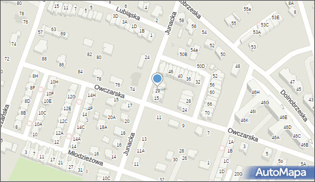 Wrocław, Junacka, 19, mapa Wrocławia