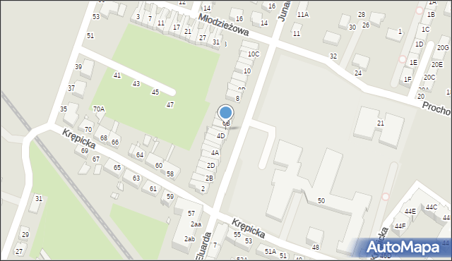 Wrocław, Junacka, 6A, mapa Wrocławia