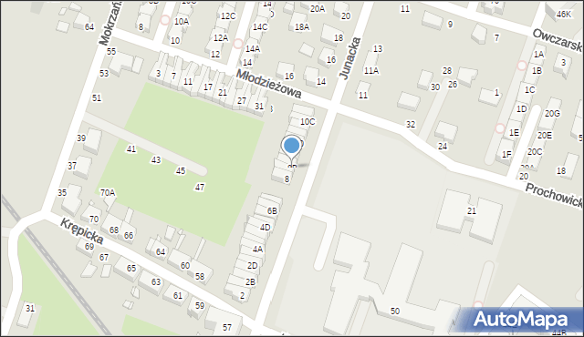 Wrocław, Junacka, 8B, mapa Wrocławia