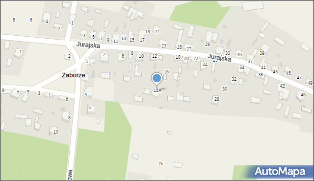 Zaborze, Jurajska, 14A, mapa Zaborze