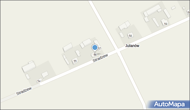 Załusin, Julianów, 56, mapa Załusin