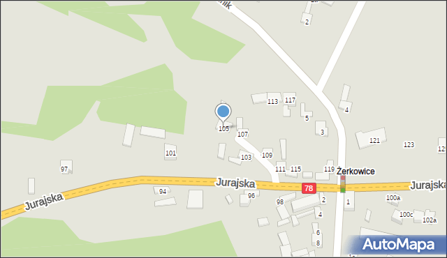 Zawiercie, Jurajska, 105, mapa Zawiercie