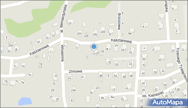 Alwernia, Kasztanowa, 1, mapa Alwernia