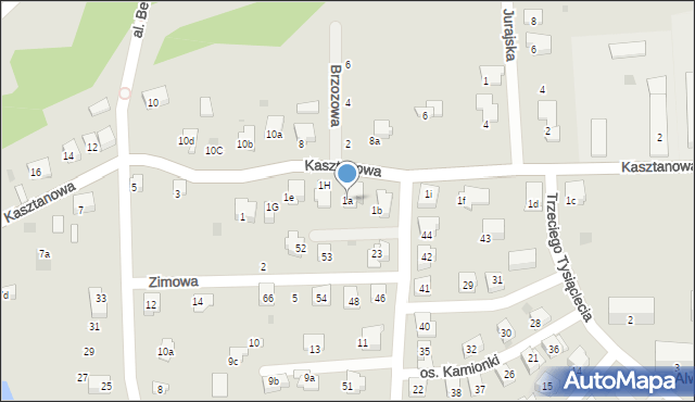 Alwernia, Kasztanowa, 1a, mapa Alwernia