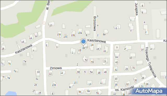 Alwernia, Kasztanowa, 1e, mapa Alwernia