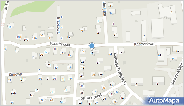 Alwernia, Kasztanowa, 1f, mapa Alwernia