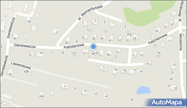 Alwernia, Kasztanowa, 9c, mapa Alwernia