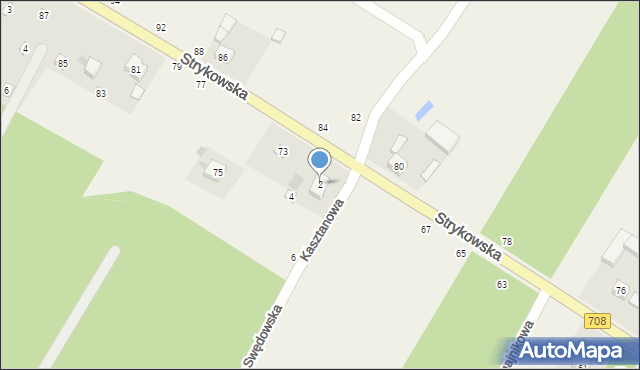 Anielin Swędowski, Kasztanowa, 2, mapa Anielin Swędowski