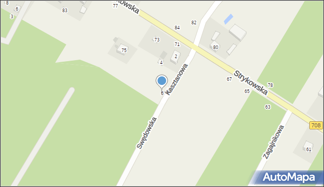 Anielin Swędowski, Kasztanowa, 6, mapa Anielin Swędowski