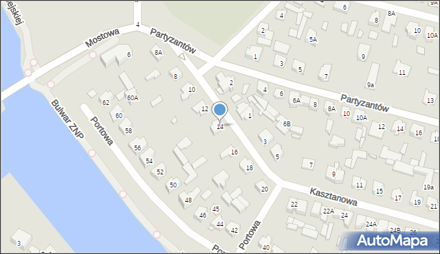 Augustów, Kasztanowa, 14, mapa Augustów