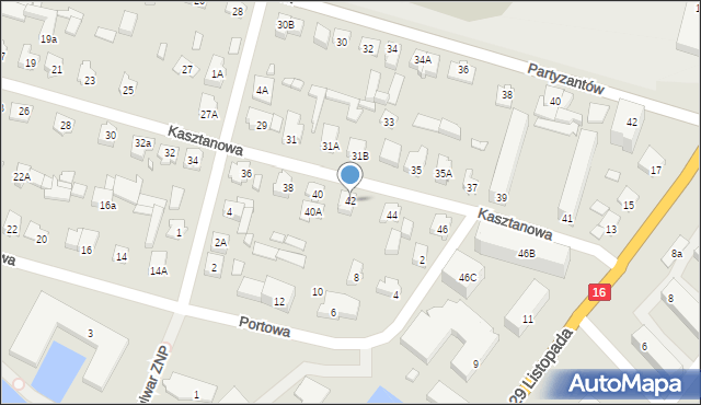 Augustów, Kasztanowa, 42, mapa Augustów