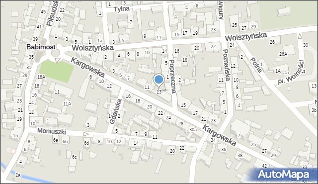 Babimost, Kargowska, 13, mapa Babimost