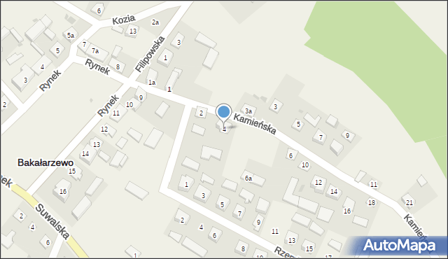 Bakałarzewo, Kamieńska, 4, mapa Bakałarzewo