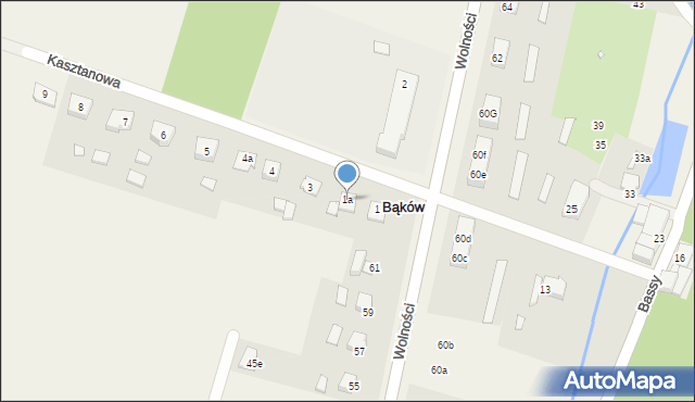 Bąków, Kasztanowa, 1a, mapa Bąków