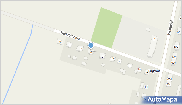 Bąków, Kasztanowa, 6, mapa Bąków