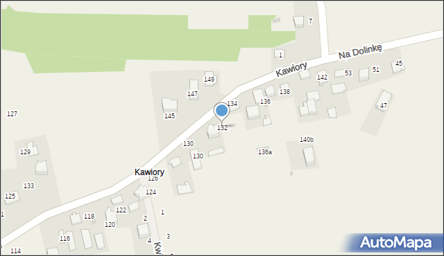 Będkowice, Kawiory, 132, mapa Będkowice