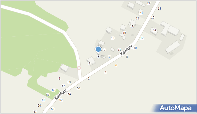 Będkowice, Kawiory, 5, mapa Będkowice