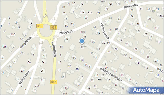 Biała Podlaska, Kaczyńskiego Bogusława, 3C, mapa Białej Podlaskiej