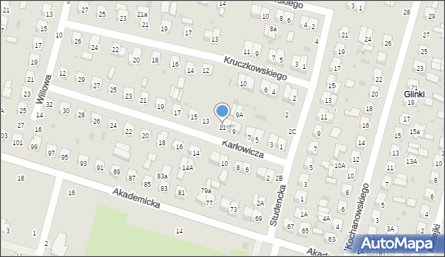 Biała Podlaska, Karłowicza Mieczysława, 11, mapa Białej Podlaskiej