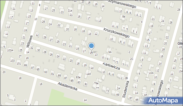 Biała Podlaska, Karłowicza Mieczysława, 15, mapa Białej Podlaskiej