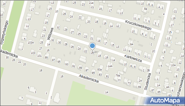 Biała Podlaska, Karłowicza Mieczysława, 20, mapa Białej Podlaskiej