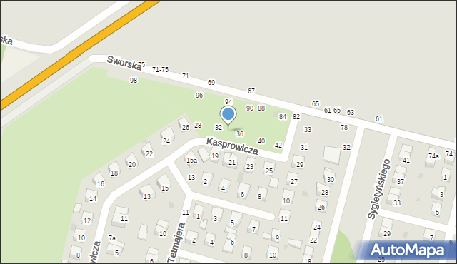 Biała Podlaska, Kasprowicza Jana, 34, mapa Białej Podlaskiej