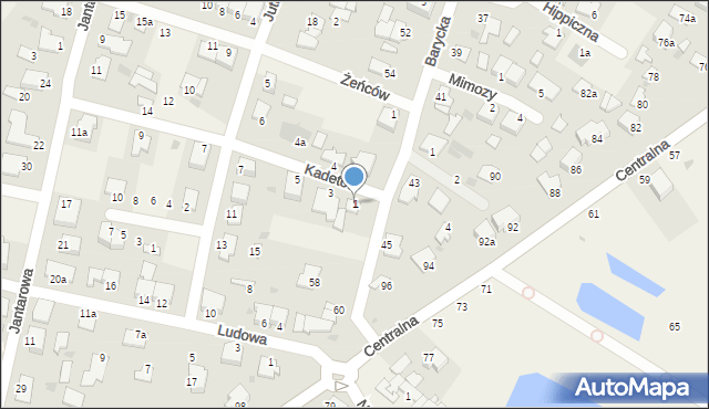 Białe Błota, Kadetów, 1, mapa Białe Błota