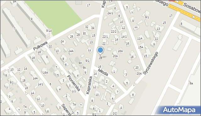 Białystok, Kapralska, 18, mapa Białegostoku