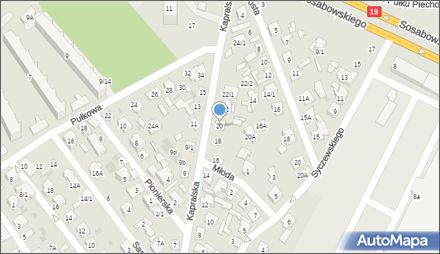 Białystok, Kapralska, 20, mapa Białegostoku