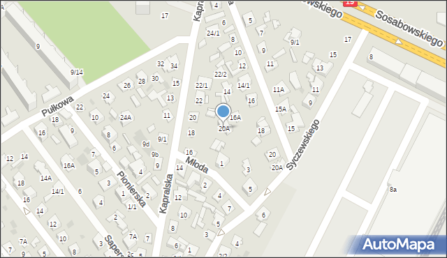 Białystok, Kapralska, 20A, mapa Białegostoku