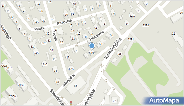 Białystok, Kawaleryjska, 58/1, mapa Białegostoku