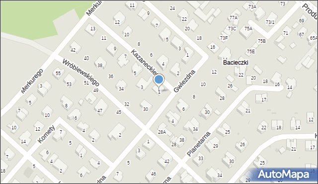 Białystok, Kazaneckiego Wiesława, 1, mapa Białegostoku