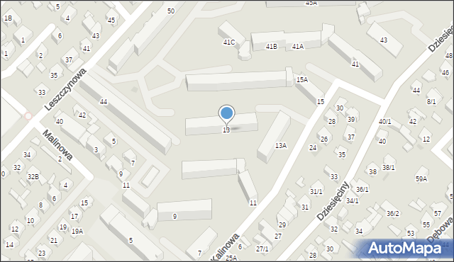 Białystok, Kalinowa, 13, mapa Białegostoku